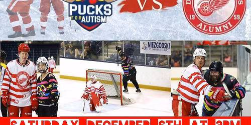 Detroit Red Wings Alumni vs Pucks for Autism Charity Hockey Game at Big Boy Arena in Fraser, Mi 
