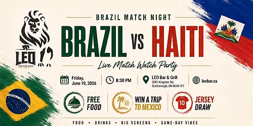 Brazil vs Haiti: Match Night Madness - FREE WATCH PARTY