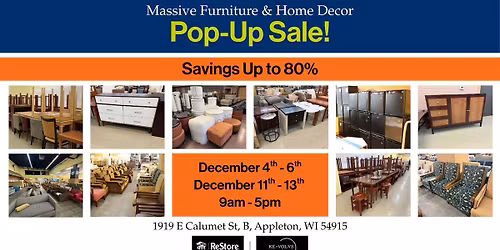 Massive Furniture & Home Decor Pop-Up Sale \u2014 Savings up to 80%