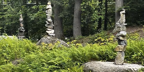 Cairns in Woods Acrylic Painting | Cheryl Bielli, instructor