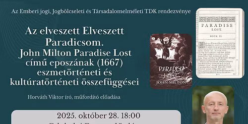 Az elveszett Elveszett Paradicsom - Horv\u00e1th Viktor \u00edr\u00f3, m\u0171ford\u00edt\u00f3 el\u0151ad\u00e1sa