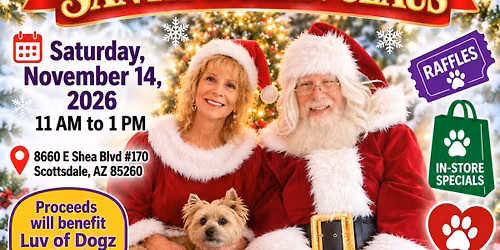 Pet photos with Santa and Mrs Claus