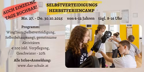 Selbstverteidigungs-Herbstferiencamp f\u00fcr Kids