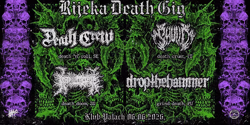Rijeka Death Gig: Death Crew, Skulld, Decrepit Altar, Dropthehammer u Klubu Palach!