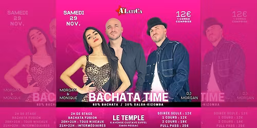 Soirée "Bachata Time" - Samedi 29 Novembre 2025 - Salle Le Temple - 33600 Pessac