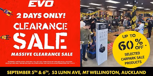 Evo Auckland Outlet Clearance Sale - Huge Discounts, 1 Weekend Only!