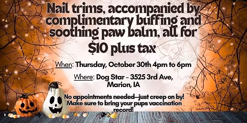 Spooky Paws Nail Trim Clinic!
