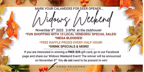 Widows Weekend Shopping Event!