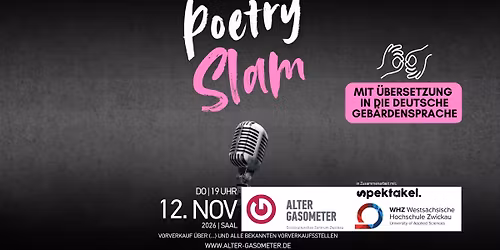 Poetry Slam mit Dolmetschung in die dt. Geb\u00e4rdensprache
