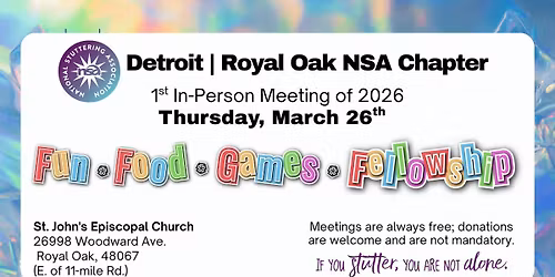 NSA Detroit\/Royal Oak Adult Chapter In-Person Re-Launch