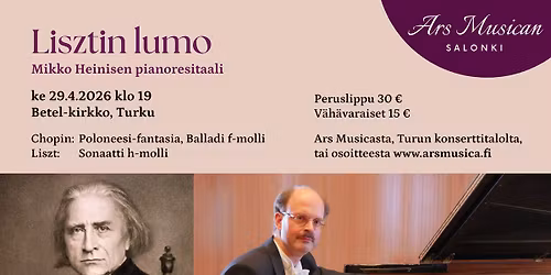 Lisztin lumo - Mikko Heinisen pianoresitaali - SIIRTYY ELOKUULLE!