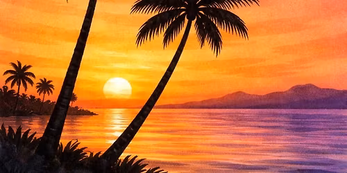 Golden Palms Sunset Escape Paint Sip