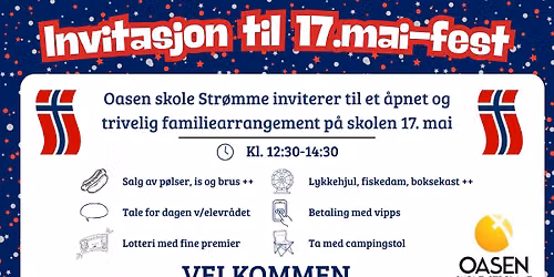 17. mai-arrangement p\u00e5 Oasen skole Str\u00f8mme