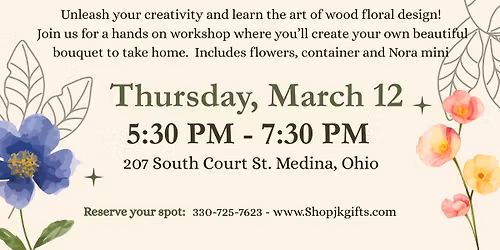 Tipsy Wood Flower Bouquet Workshop