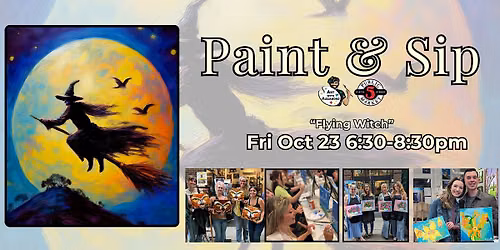 Paint & Sip in Eugene, Oregon \u201cFlying Witch\u201d