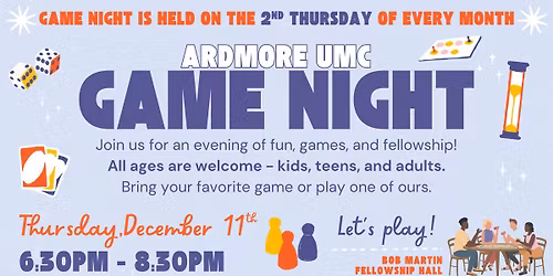 December Game Night at Ardmore UMC
