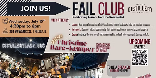 Fail Club w\/Speaker Christine Bare-Kemper, VP of Philanthropy for Center for Prevention of Abuse