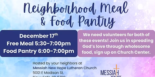 December Neighborhood Meal & Food Pantry