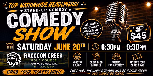 Coast to Coast Favorite Comics Live at Raccoon Creek \u2013 June 20!