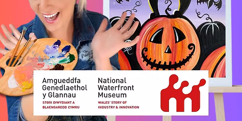 Family Paint Along at The National Waterfront Museum - Cat on the pumpkin