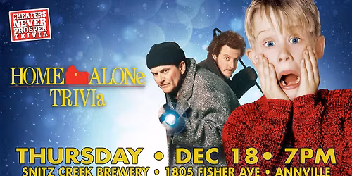 Home Alone Trivia at Snitz Creek Brewery - Annville