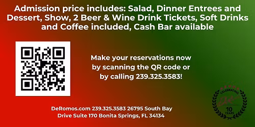 DeRomos Dinner and Comedy Show with Frank Del Pizzo