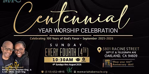 MTC's Centennial Year Worship Celebration (4th Sundays)