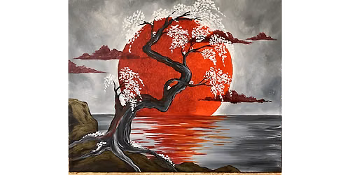 Japanese Crimson Moon - Paint and Sip in Chicago | Classpop!\u2122