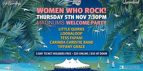 Festival Welcome Party "Woman Who Rock" Thur 5th Nov