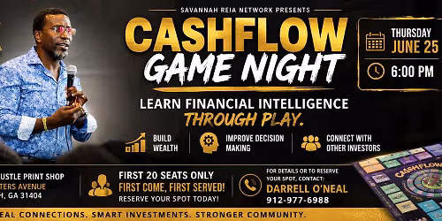 Savannah REIA Network presents our inaugural Cashflow Game Night. 