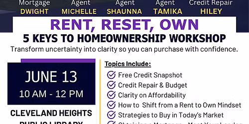 Rent, Reset, Own -Homeownership  Workshop