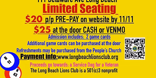 Long Beach Lions Club Bingo Night!