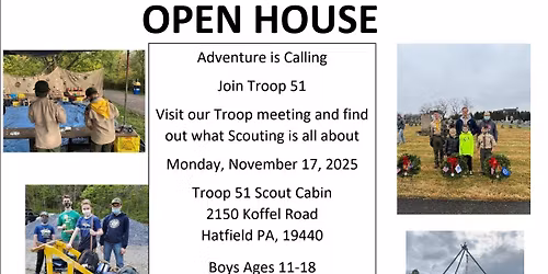 \ud83c\udf32 Discover Scouting: Troop 51 Info Night \u2013 Boys Ages 11\u201317, Hatfield PA