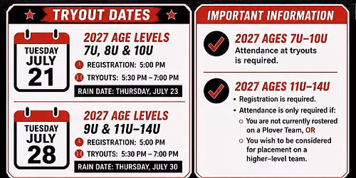 2027 Travel Baseball - 7U\/8U\/10U Tryouts