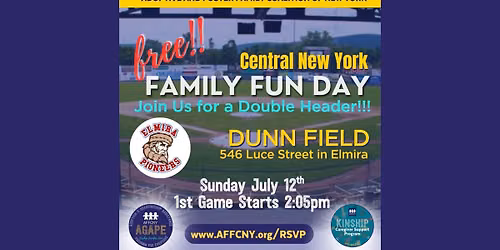 CNY AGAPE and Kinship (KCSP) Family Fun Day: Elmira Pioneers Game