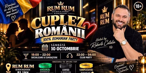 Romanian Party revine la RUM RUM Birmingham! \u2013 10 OCTOMBRIE