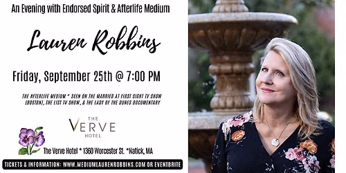 Natick, MA - Spirit & Afterlife Medium Event with Lauren Robbins Seen on TV