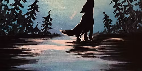  Howling Wolf Northern Lights Painting