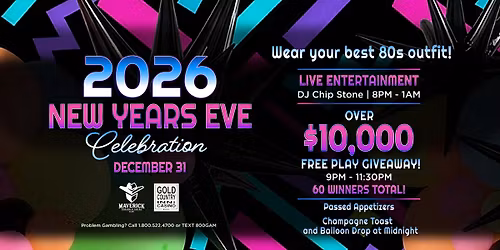 2026 New Year's Eve Bash & $10,000 Free Play Giveaway!