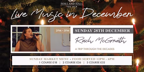 Live Music Sundays in December at The Pub with Rach McGrath