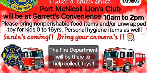 FOOD & TOY DRIVE COLLECTION @GARRETT'S Port McNicoll Lions Club