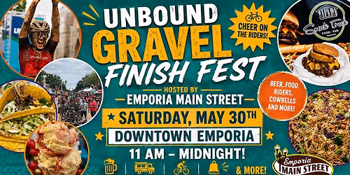 Unbound Gravel Finish Fest Hosted by Emporia Main Street