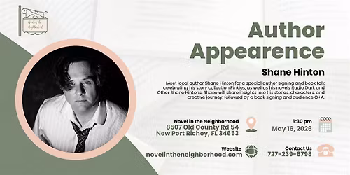 Author Talk + Book Signing with Shane Hinton at Novel in the Neighborhood