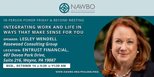 NAWBO PF&B's "Integrating Work and Life in Ways that Make Sense for YOU"