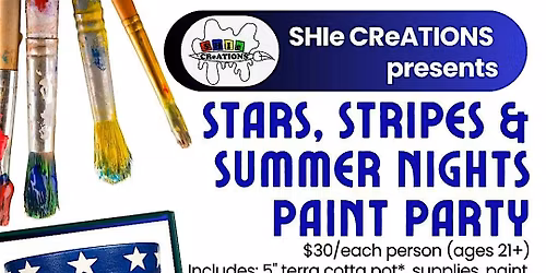 "Stars, Stripes and Summer Nights" Terra Cotta Pot Paint Party