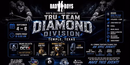 \ud83d\udd25\ud83d\udc8e DOC\u2019S BILLIARDS TRU-TEAM DIAMOND DIVISION \ud83d\udc8e\ud83d\udd25