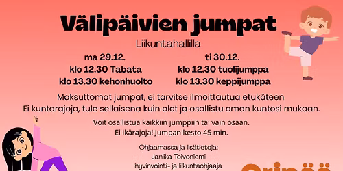 V\u00e4lip\u00e4ivien jumpat Liikuntahallilla