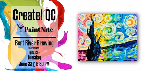Paint Nite at Bent River Brewing Company Uncommon Room: Rainbow Starry Night