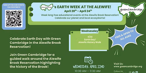 Earth Week: History Walk in Alewife Brook Reservation