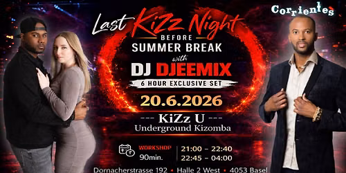 Last KiZz Night 20.6.2026 before Summerbreak DJ DJeemix - Urbankiz Workshop JP & Ramona
